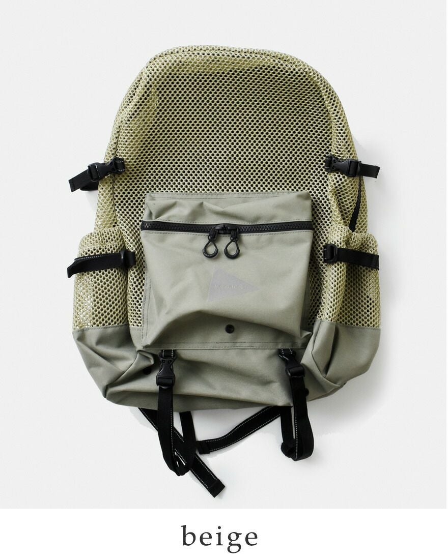 and wander アンドワンダー 防水 3D メッシュ バックパック “3D mesh