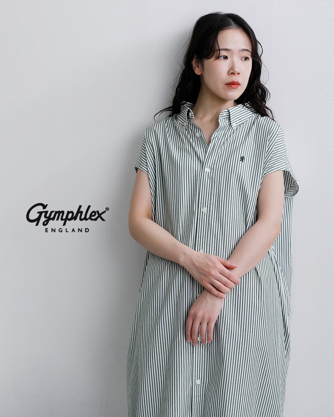 Gymphlex ジムフレックス コットン スリーブレス シャツワンピース gy