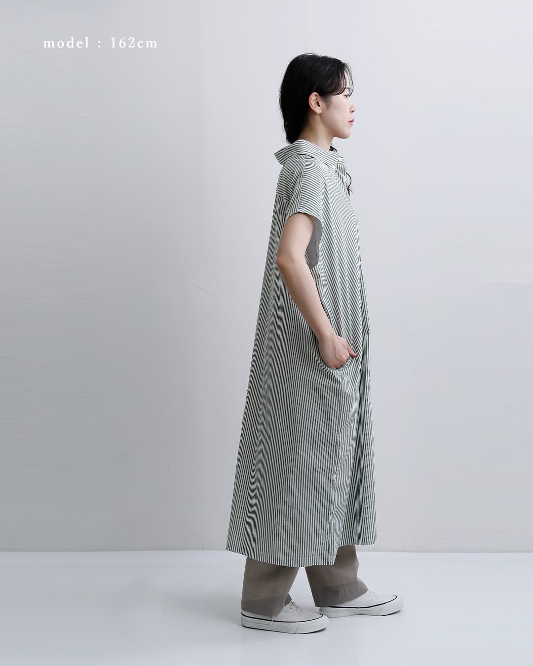 Gymphlex ジムフレックス コットン スリーブレス シャツワンピース gy