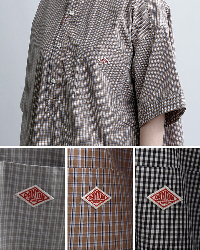 DANTON ダントン コットン チェック ショートスリーブ プルオーバー