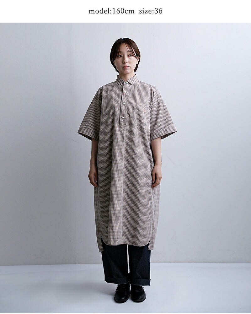 DANTON ダントン コットン チェック ショートスリーブ プルオーバー