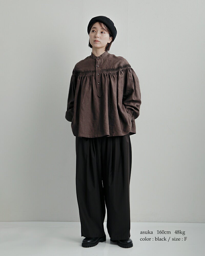 ミズイロインド mizuiro indとろみ ドレープ ワイド タック パンツ 2