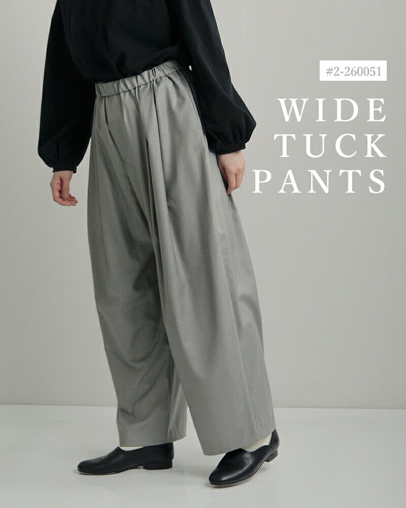 ミズイロインド mizuiro indとろみ ドレープ ワイド タック パンツ 2