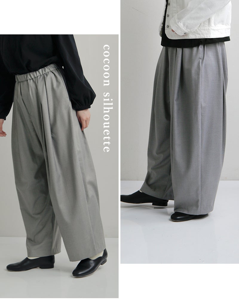 ミズイロインド mizuiro indとろみ ドレープ ワイド タック パンツ 2