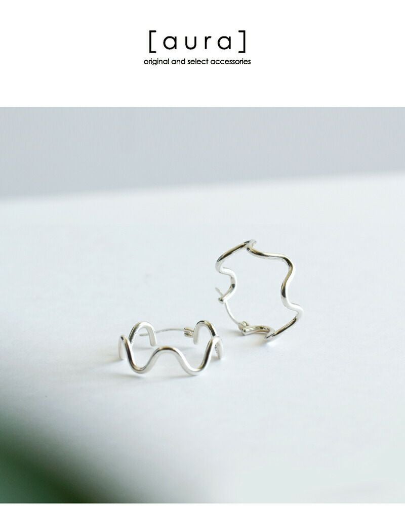 aura オーラ シルバー925 ウェーブ フープ ピアス “wave hoop pierce