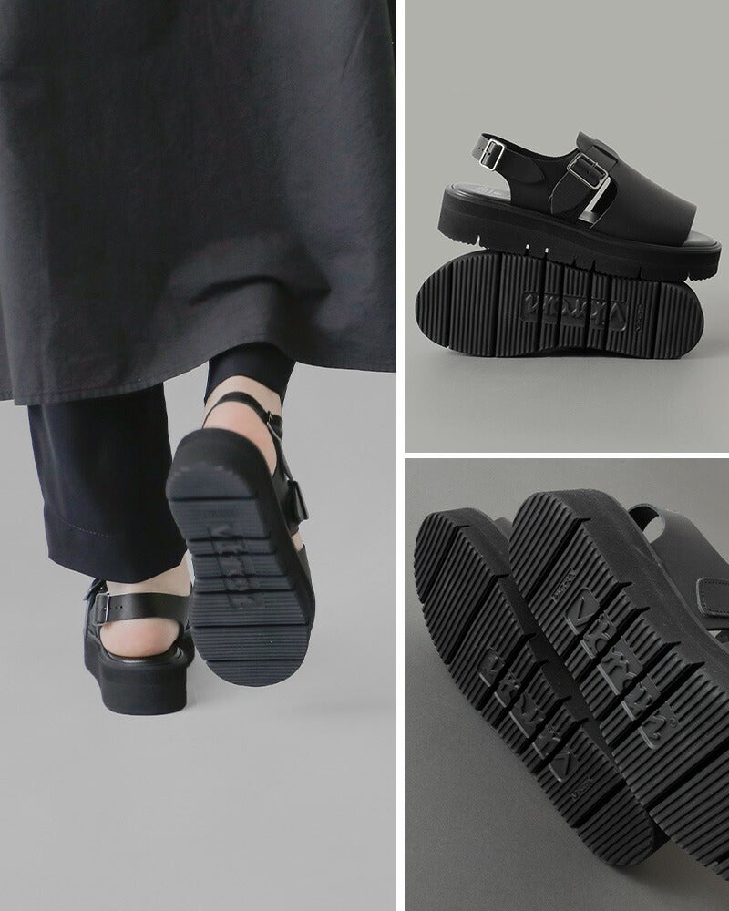 アンスクリア　ブラックレザーオープントゥサンダル BEAUTIFUL SHOES ビューティフルシューズ ステアレザー ビブラムソール