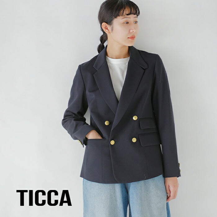 TICCA ダブルジャケット ネイビー 2026aw新作]TICCA ティッカ ウールサージ ダブル ジャケット tbfa-191