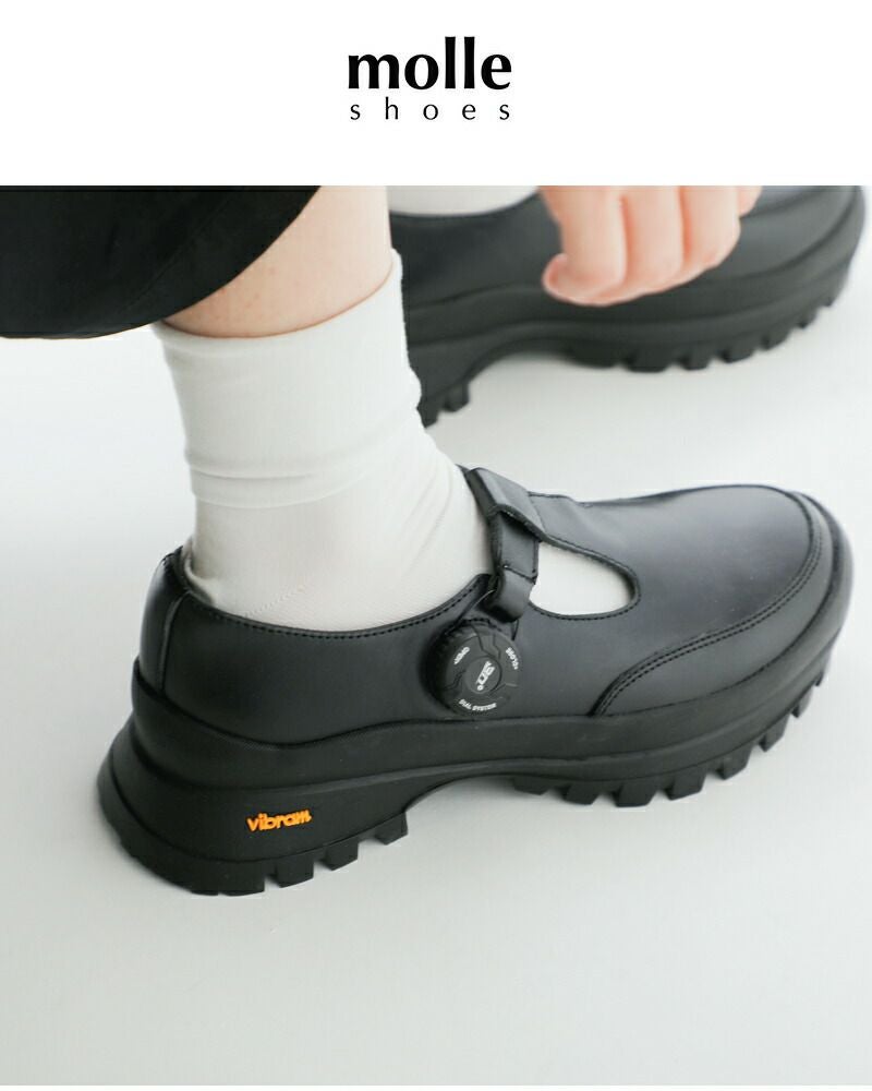 molle shoes モールシューズ 撥水 カウレザー Tストラップ フリー