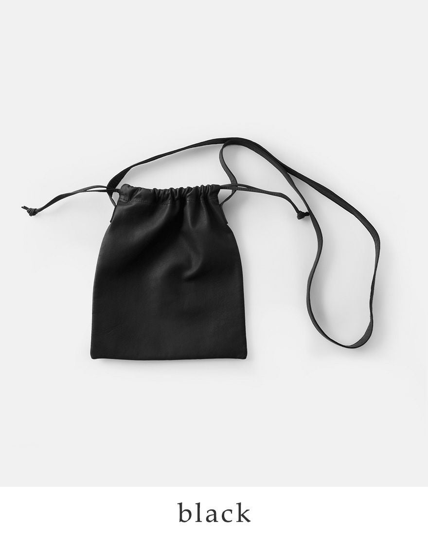 Aeta アエタ ダブルフェイス ディアレザー ドローストリング 巾着型