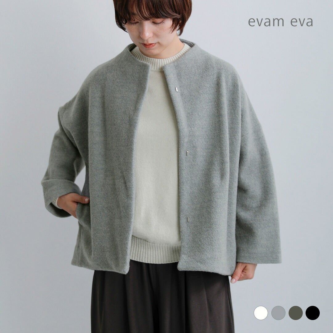 新品　エヴァムエヴァ スプリングコート 薄手 M チャコールグレー コットン evam eva エヴァムエヴァ プレス ウール ショート コート e263k091