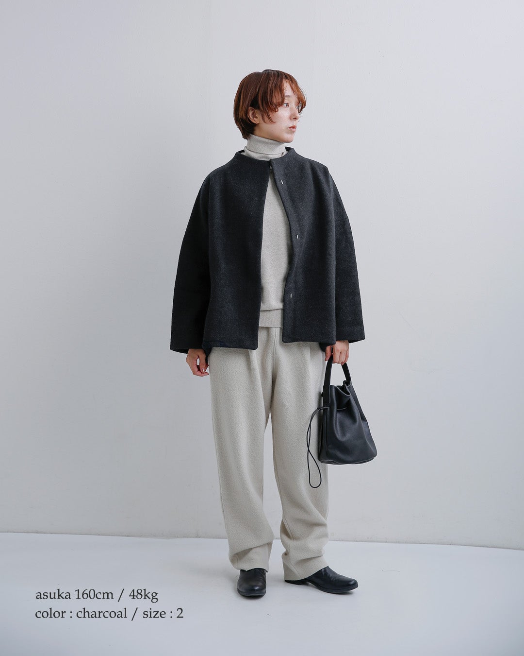 evam eva エヴァムエヴァ プレス ウール ショート コート e263k091