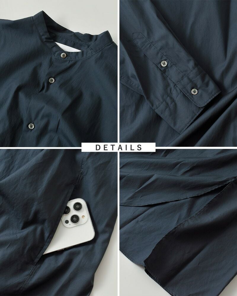 Graphpaper グラフペーパー バンドカラーシャツ ブラック コットン Graphpaper (グラフペーパー) Oxford L/S Oversized Band Collar Shirt