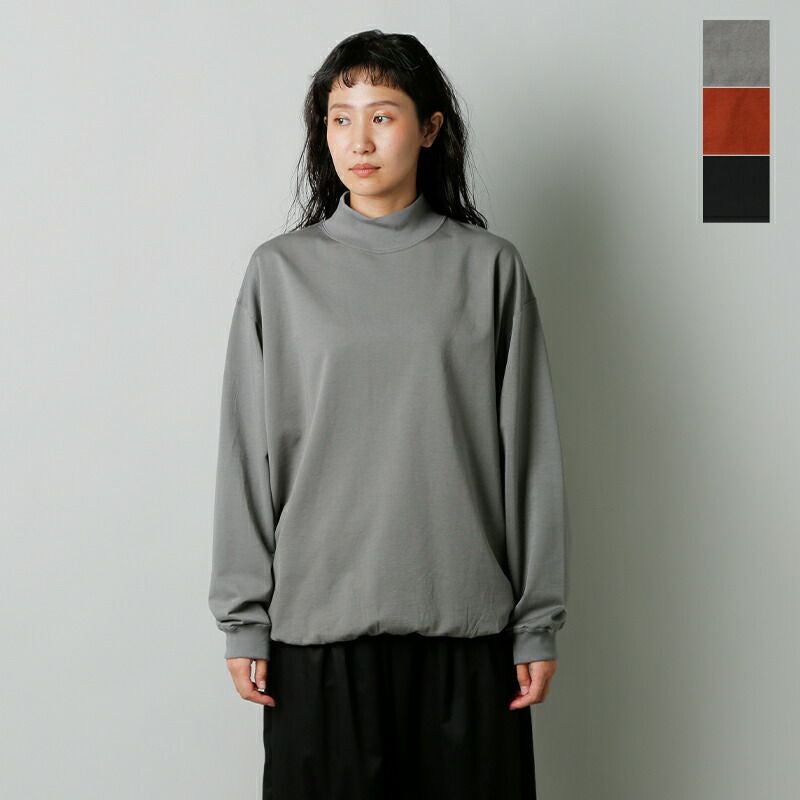 Graphpaper グレー モックネック ロングTシャツサイズ1 Graphpaper (グラフペーパー) L/S Mock Neck Tee / ロングスリーブ