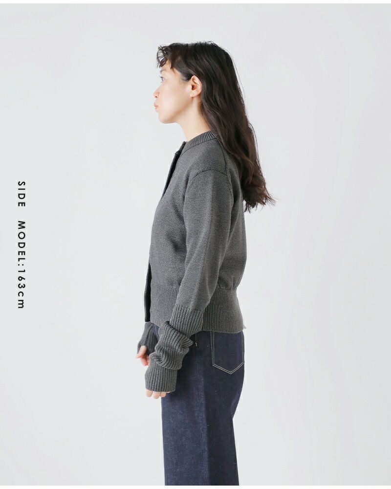 G5937*シンクロクロッシングズ☆ウール☆ロング☆カーディガン☆グレー☆36 Shimmering Knit Cardigan 6S／MM26SS