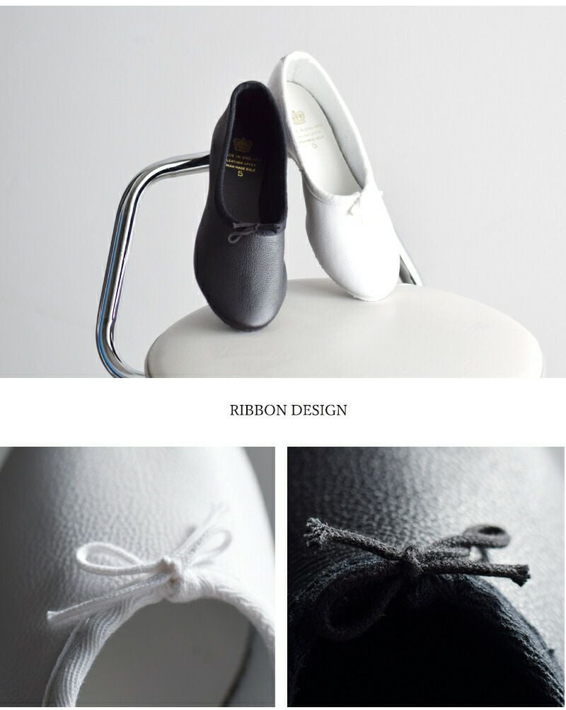 CROWN クラウン レザー リボン フラット シューズ bow-ballroom-fn