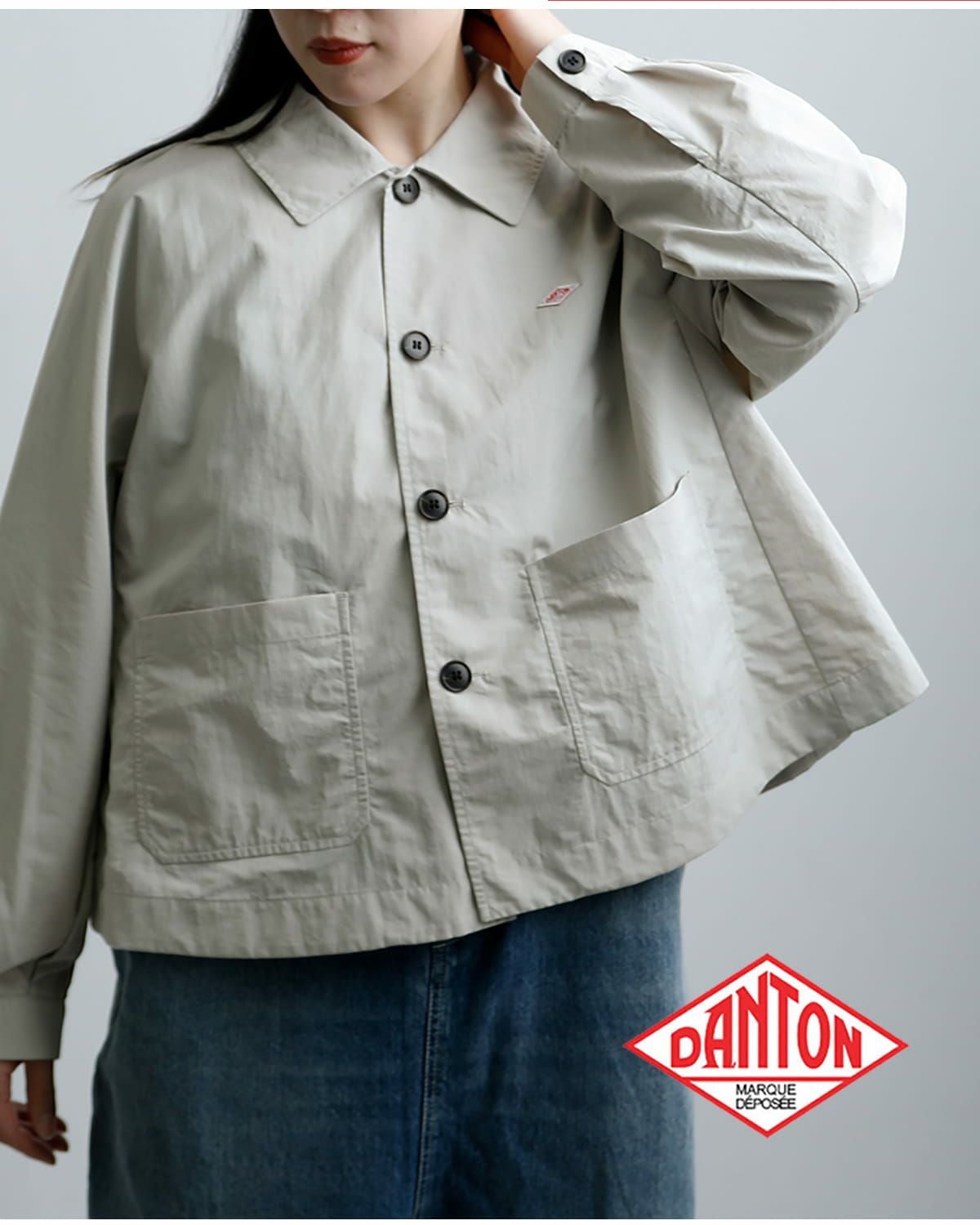 ✨DANTON オイスターホワイト ジャケット S超美品✨ ◇DANTON(ダントン) ドルマンスリーブジャケット カバーオール