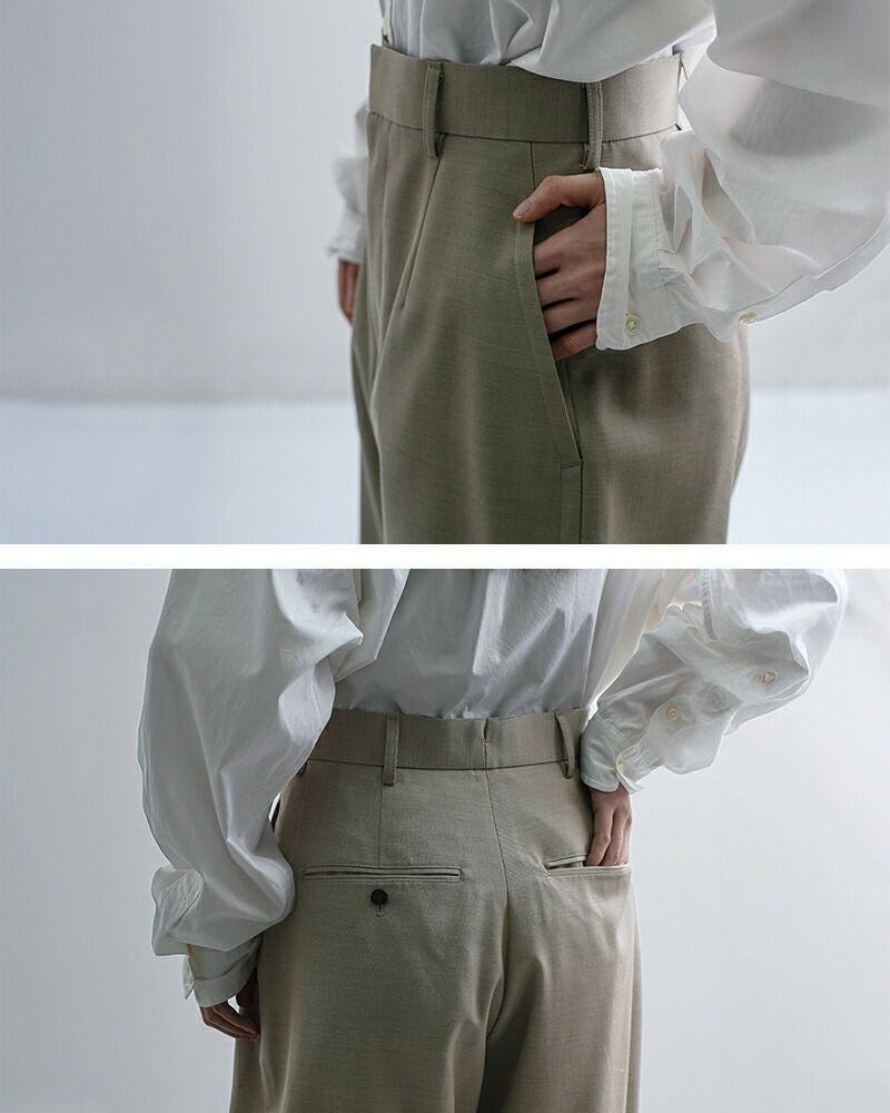 LOEFF ウール ギャバ ボンタン パンツ　size0 LOEFF ロエフ 高密度 ウール ギャバ ボンタン トラウザー パンツ 8814
