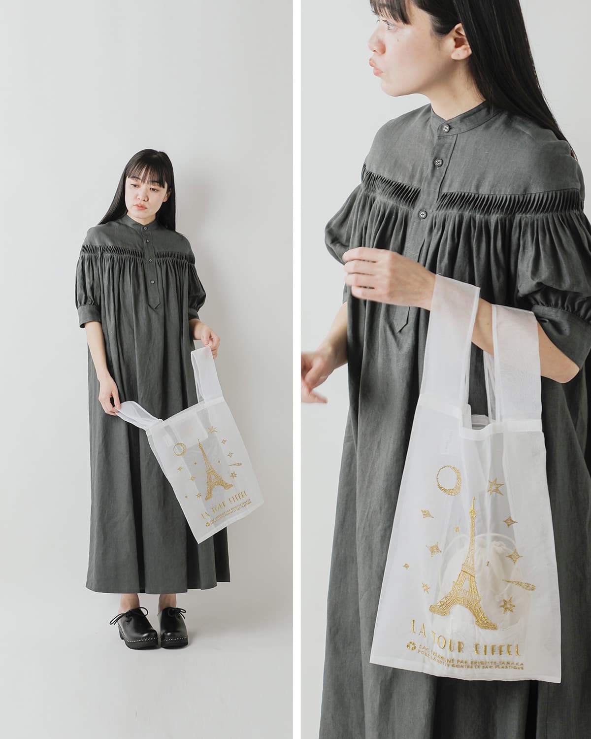 3こ1】BRIGITTE TANAKA ブリジットタナカ 刺繍 トートバッグ PARIS