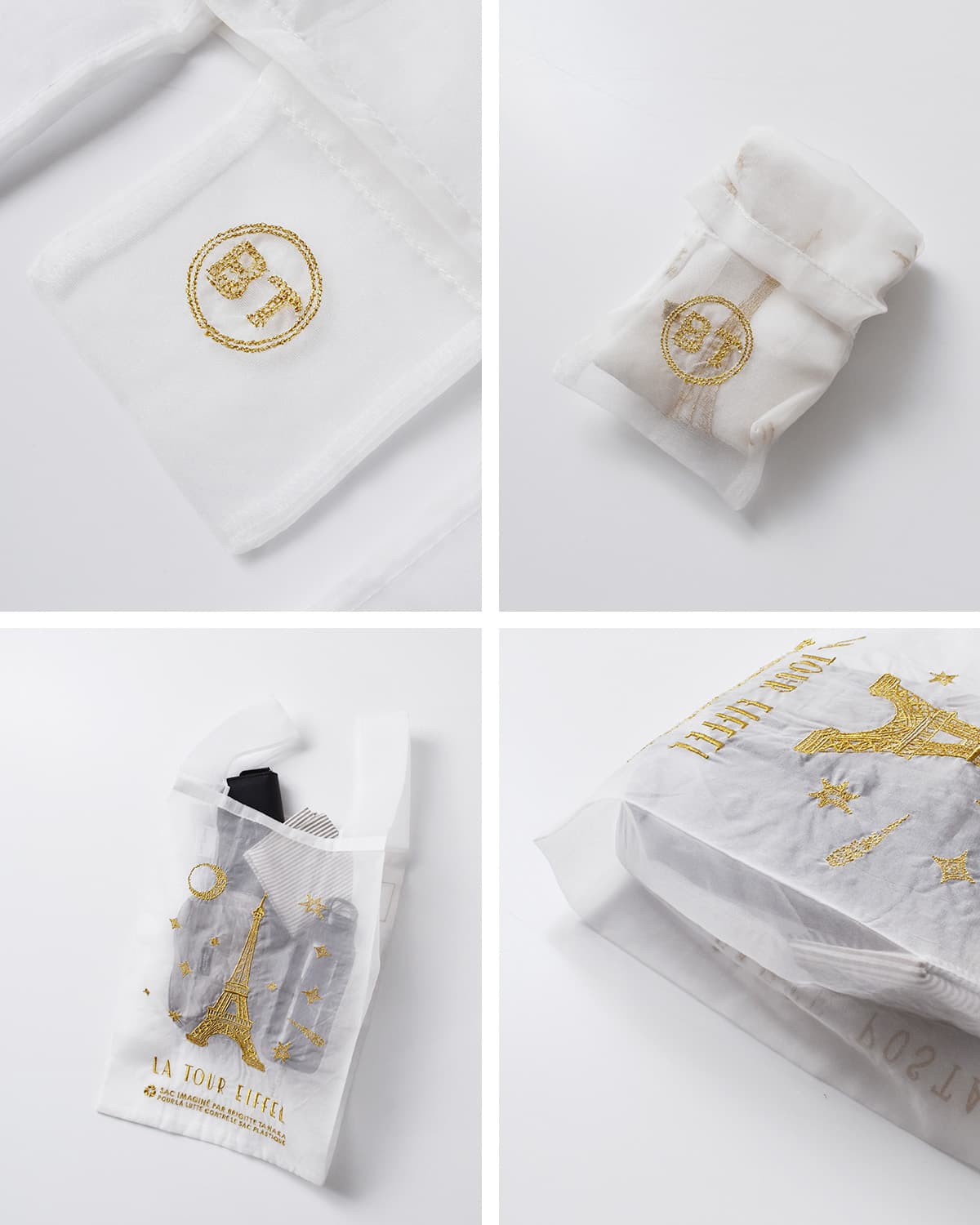 3こ1】BRIGITTE TANAKA ブリジットタナカ 刺繍 トートバッグ PARIS
