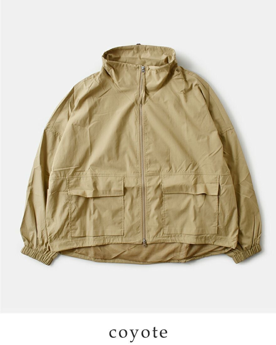 kha:ki カーキ ライト リップストップ スタンドカラー ジップアップ