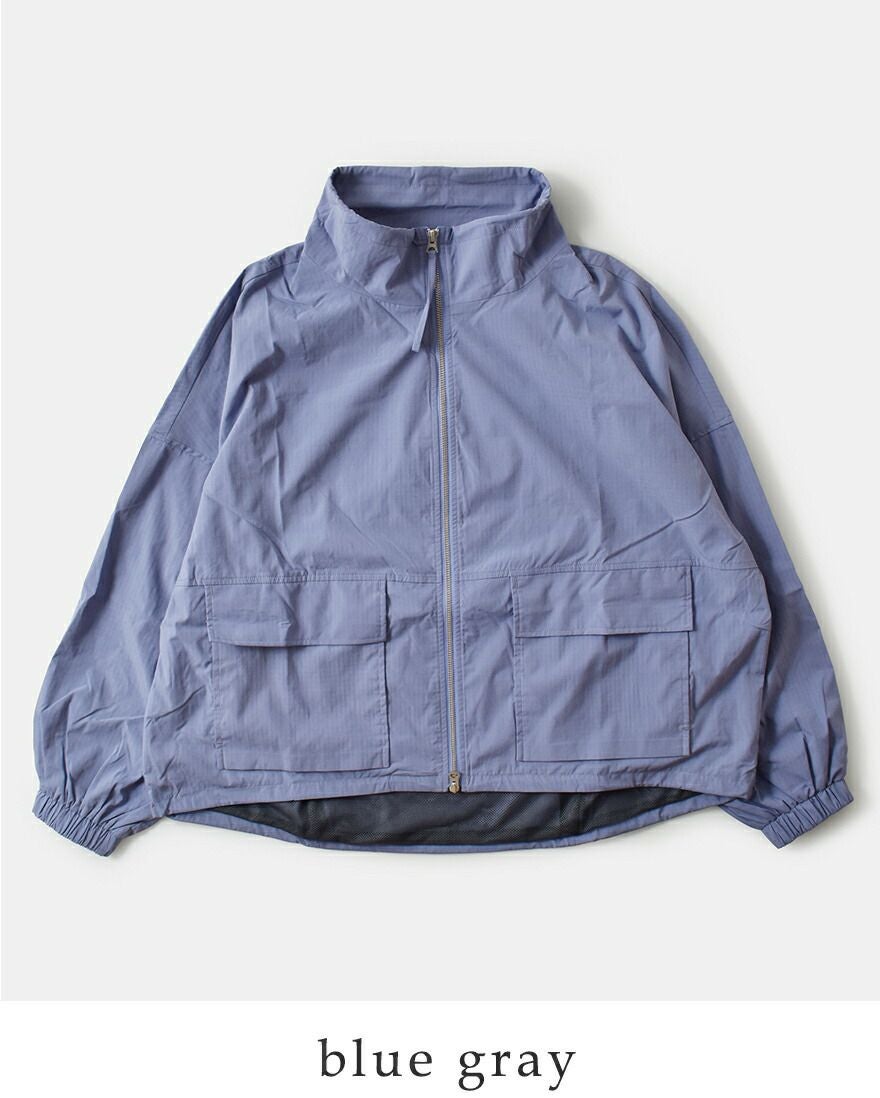 kha:ki カーキ ライト リップストップ スタンドカラー ジップアップ