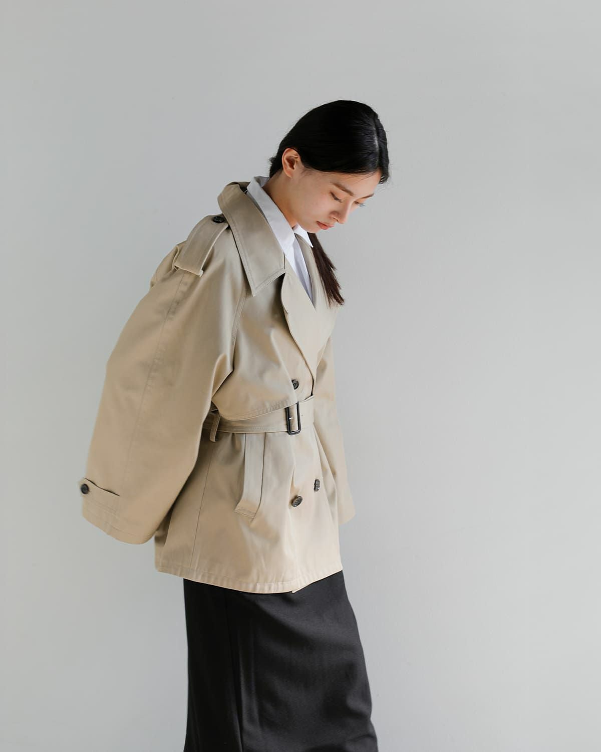 CLANE26ss完売オーバーショートトレンチコートベージュサイズ1クラネ CLANE（クラネ） 即日発送 正規商品 アウター オーバー ショート