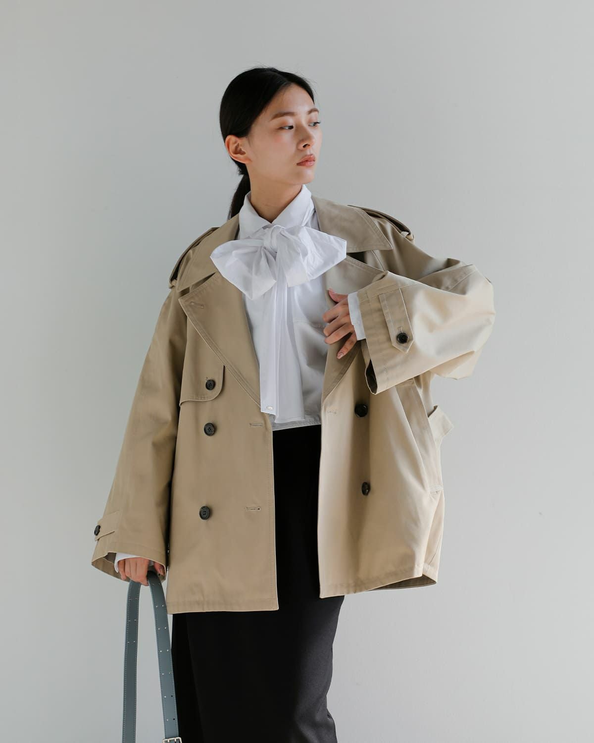 【CLANE】オーバー ショートトレンチコート - (BEIGE) CLANE - オーバー ショートトレンチコート - OVER SHORT TRENCH COAT