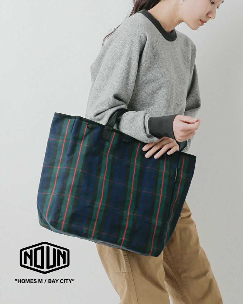 BAG'n'NOUN バッグンナウン 6号帆布 コットン チェック トートバッグ M