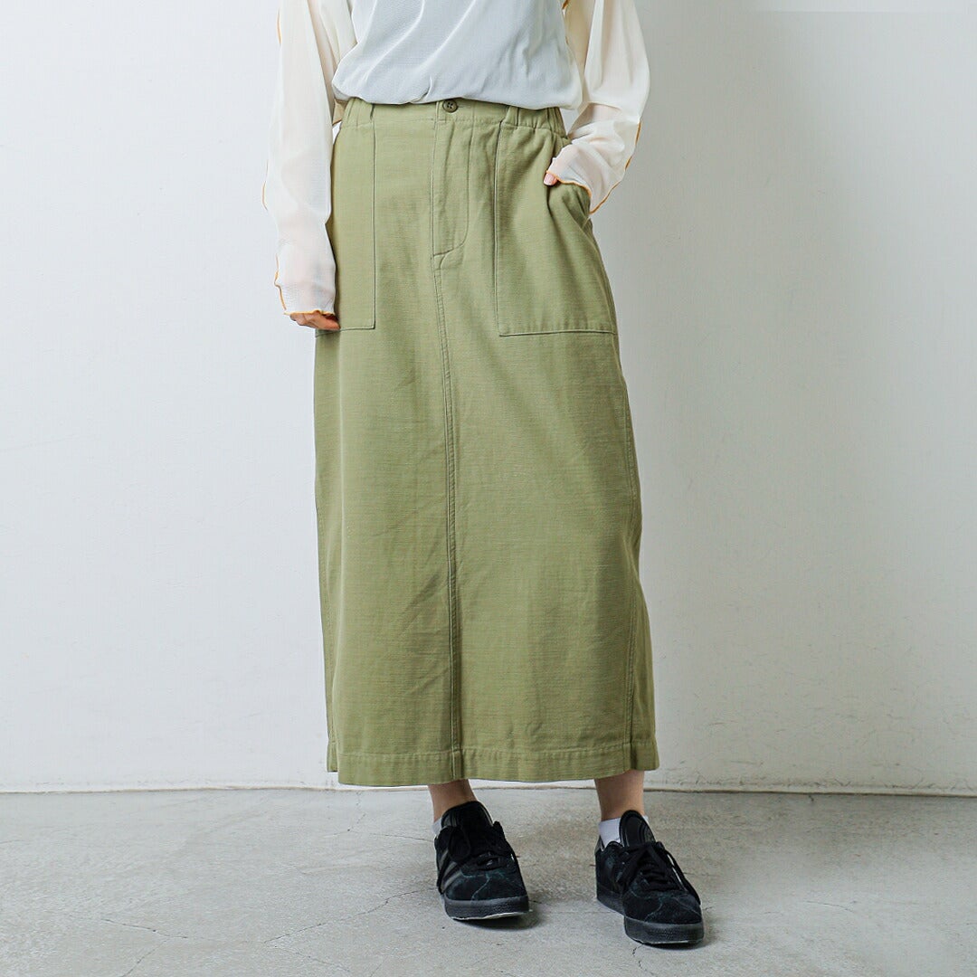 kha:ki カーキ ルーズバックサテン ファティーグ ミリタリー スカート