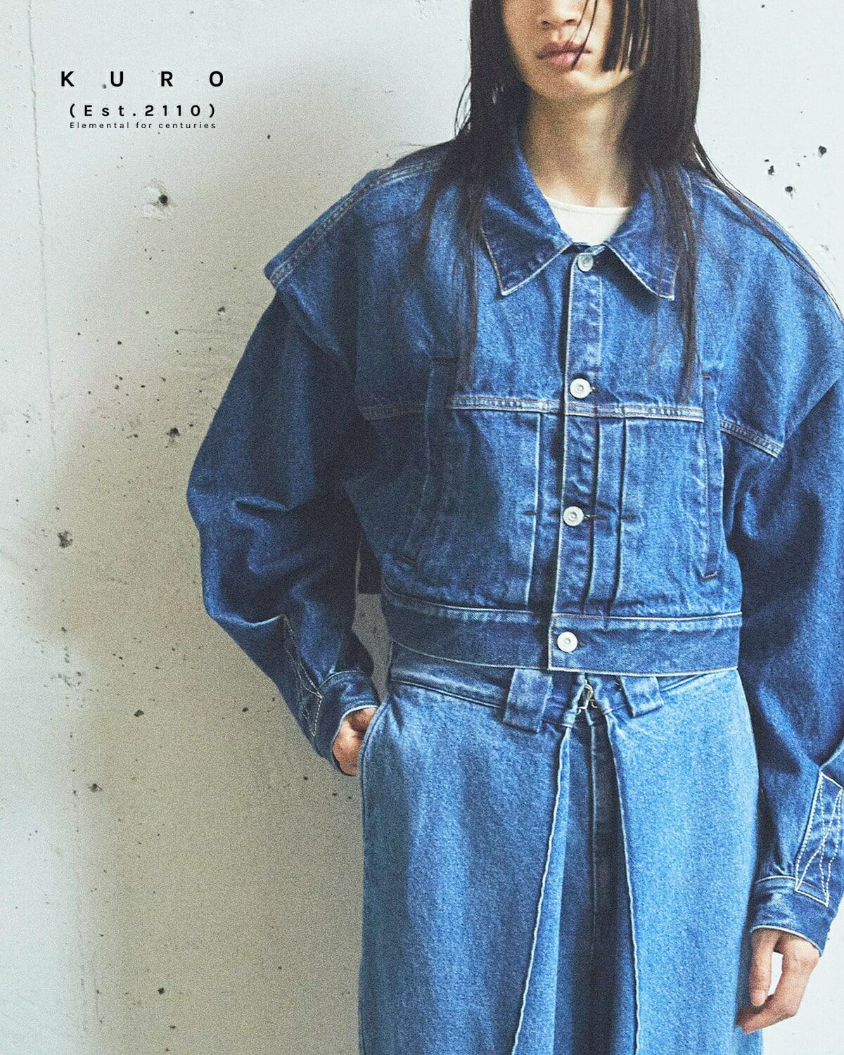 OLUN バルーンショートデニムジャケット ブラック OLUN デニムジャケット gジャン balloon short denim jacket/バルーン