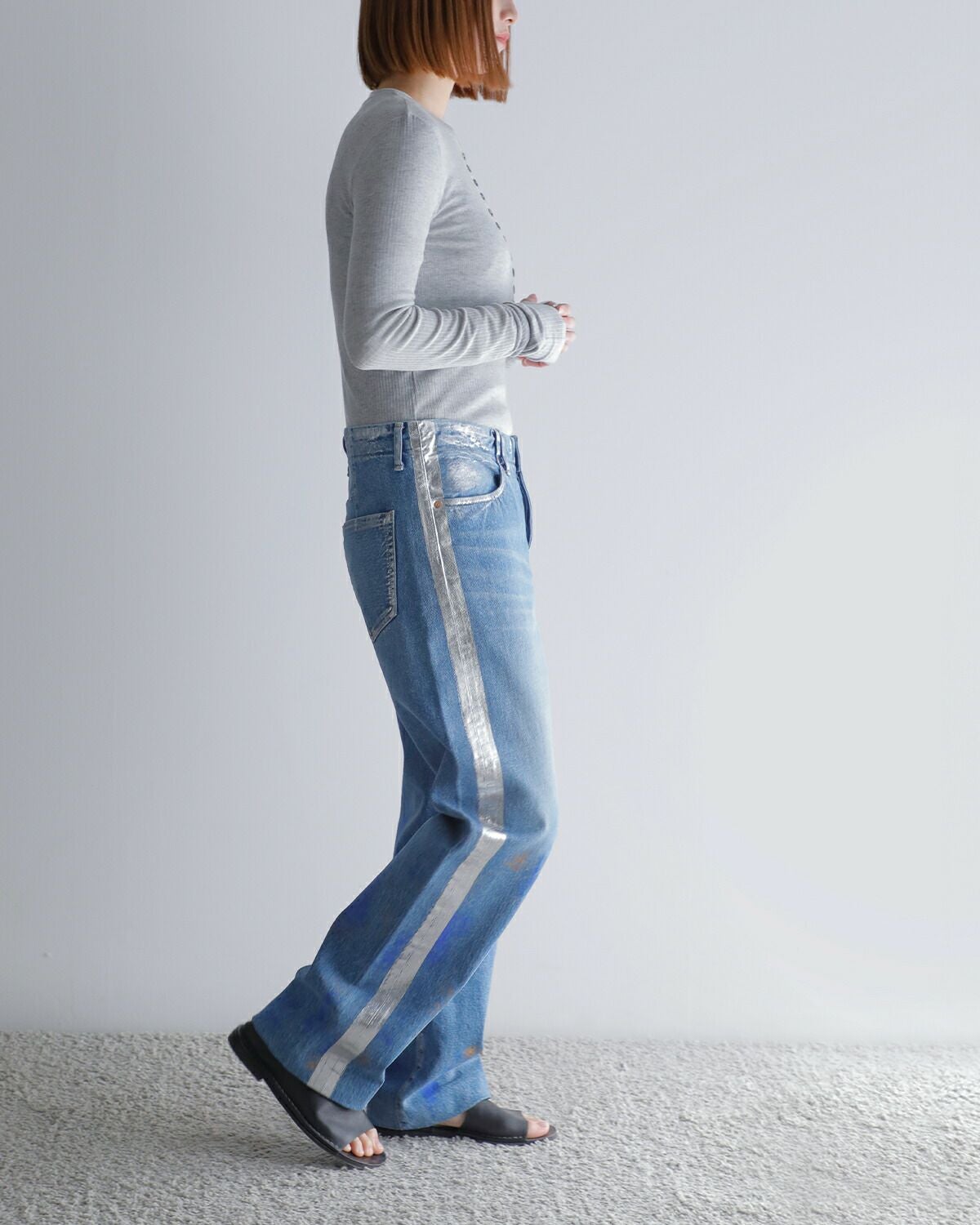 TANAKA タナカ コットン セルビッチ デニム ミッドライズ ストレート