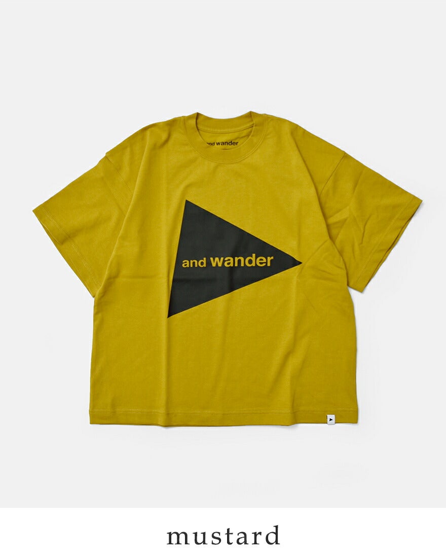 and wander アンドワンダー 速乾 ビッグロゴ 半袖Tシャツ and wander