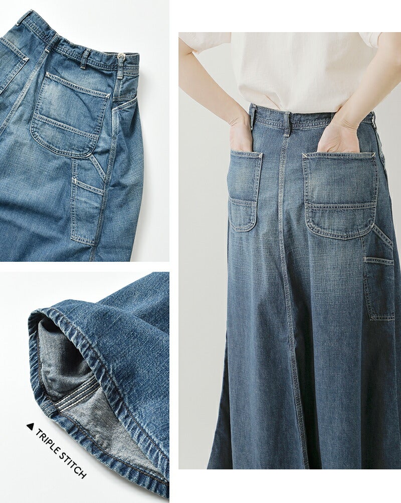 30%OFF】or slow オアスロウ 30s ペインター ロング デニムスカート 00