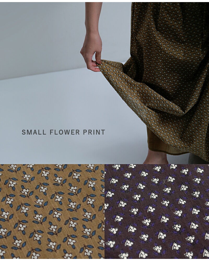 SOIL ソイル コットンボイル スモールフラワープリント ギャザー