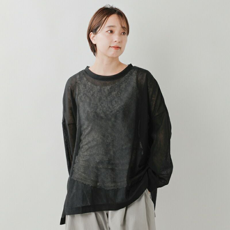 ミズイロインド mizuiro ind ワッシャーボイル クルーネック ワイド