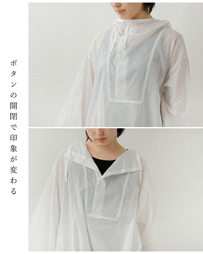 mizuiro ind ミズイロインド コットン ローン フーデッド シャツ 1