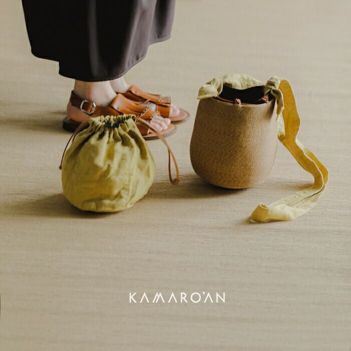 Kamaro'an カマロアン レザーハンドル 2way 巾着 ショルダー カゴ