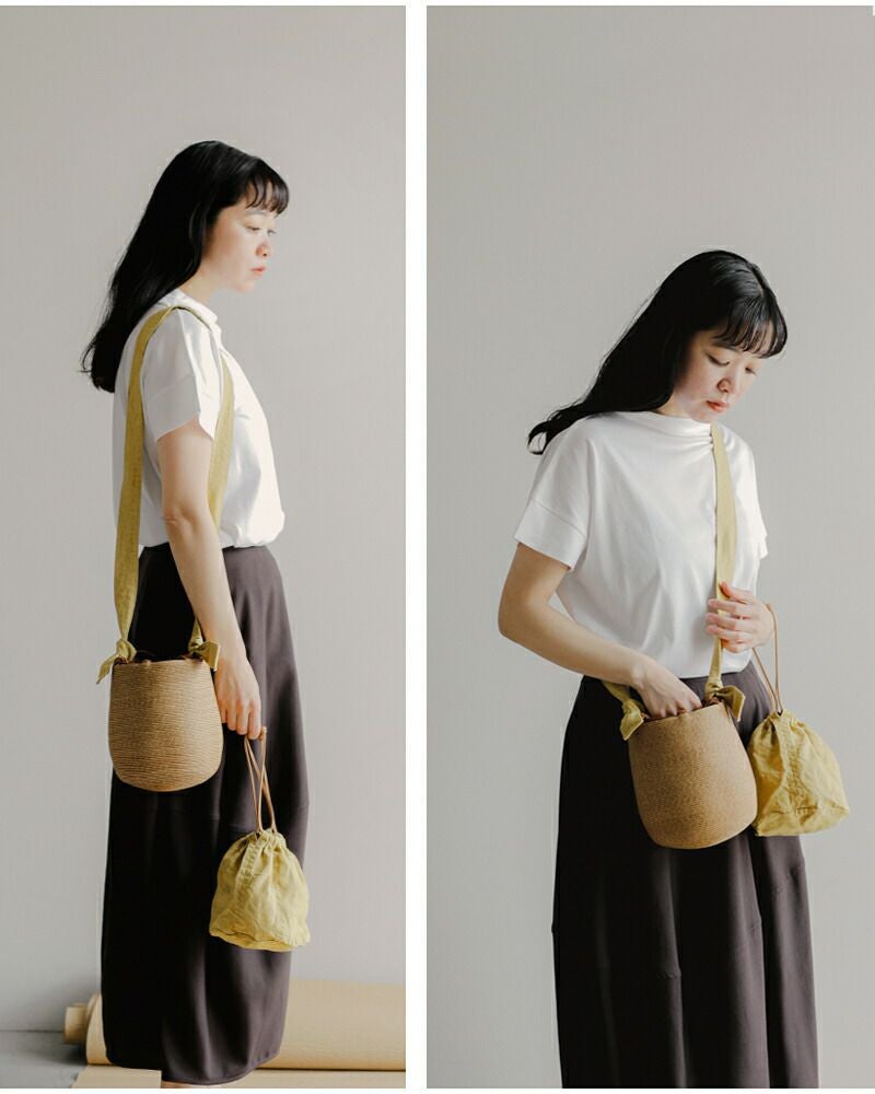 Kamaro'an カマロアン レザーハンドル 2way 巾着 ショルダー カゴ