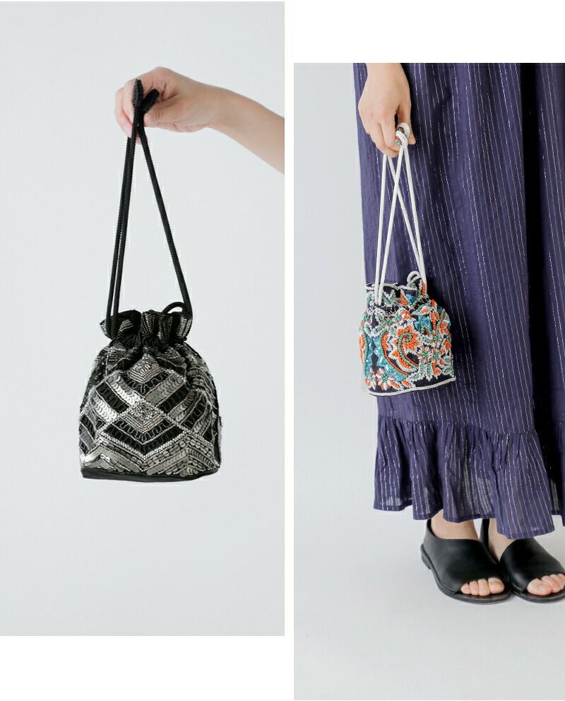 MARCHER マルシェ 巾着 ビーズ ショルダー バッグ beads-shoulder