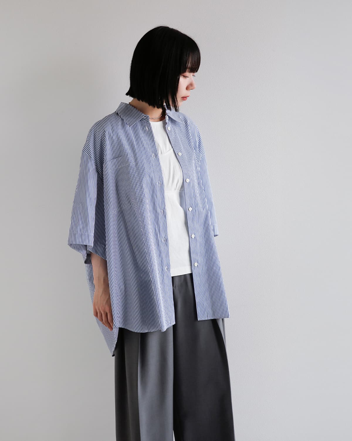 30%OFF】CLANE クラネ ハーフスリーブ ヒュージ シャツ 10122-4233