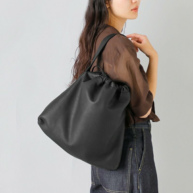 Aeta アエタ ディアレザー ドローストリング ワンショルダー バッグ M