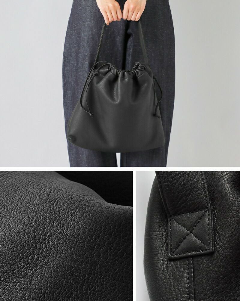 Aeta アエタ ディアレザー ドローストリング ワンショルダー バッグ M