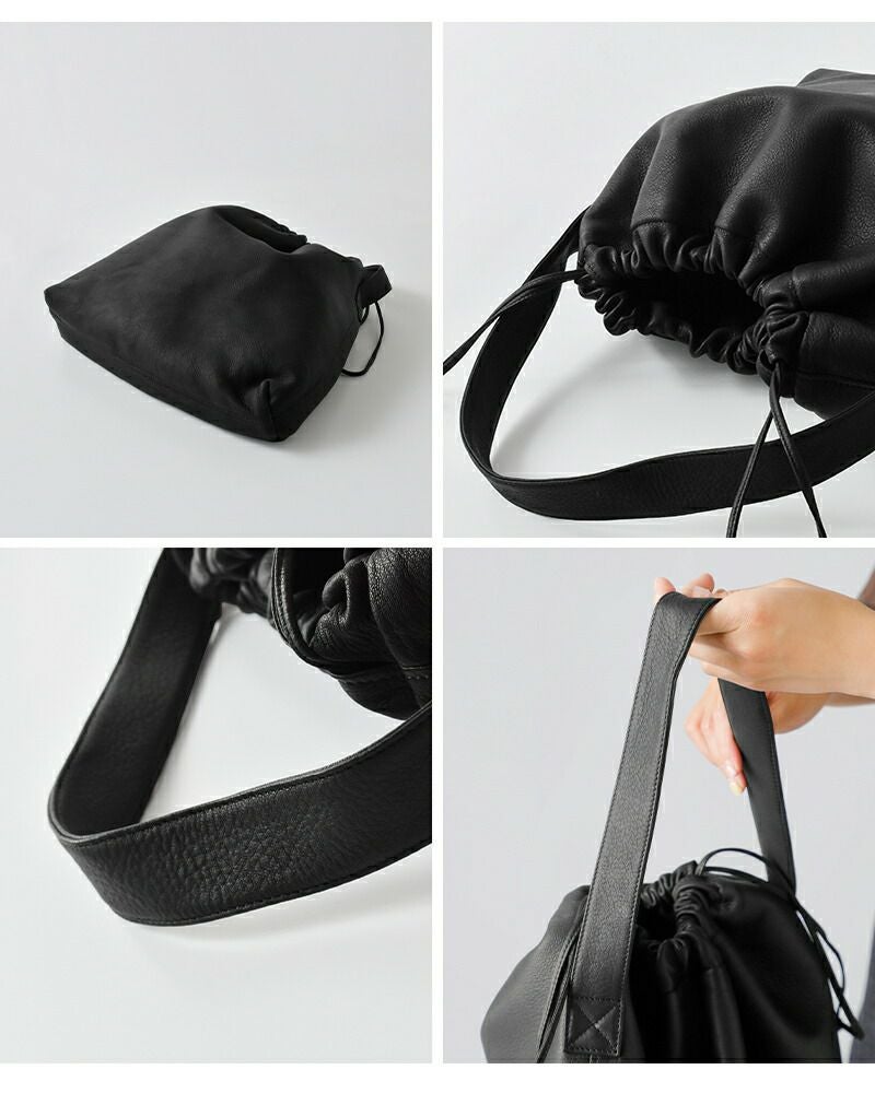 Aeta アエタ ディアレザー ドローストリング ワンショルダー バッグ M