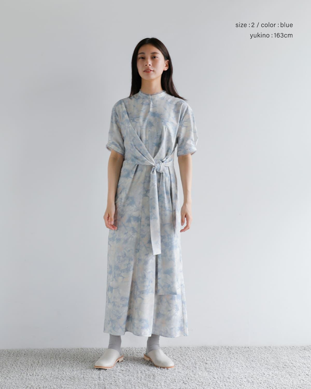 80%OFF】CLANE クラネ スタンドカラー ウエスト タイ ワンピース 18112