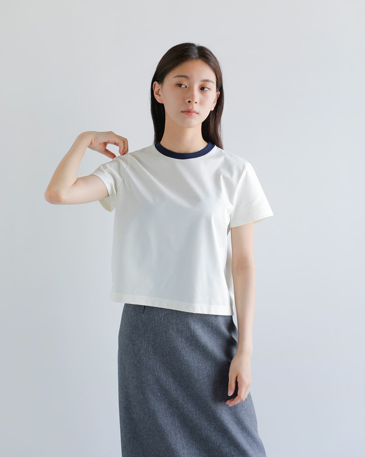 自由区カットソー、jプレスニット、アンナニコラTシャツ Anna Nicola（アンナニコラ） tシャツ 微強撚クリアプリントTシャツ