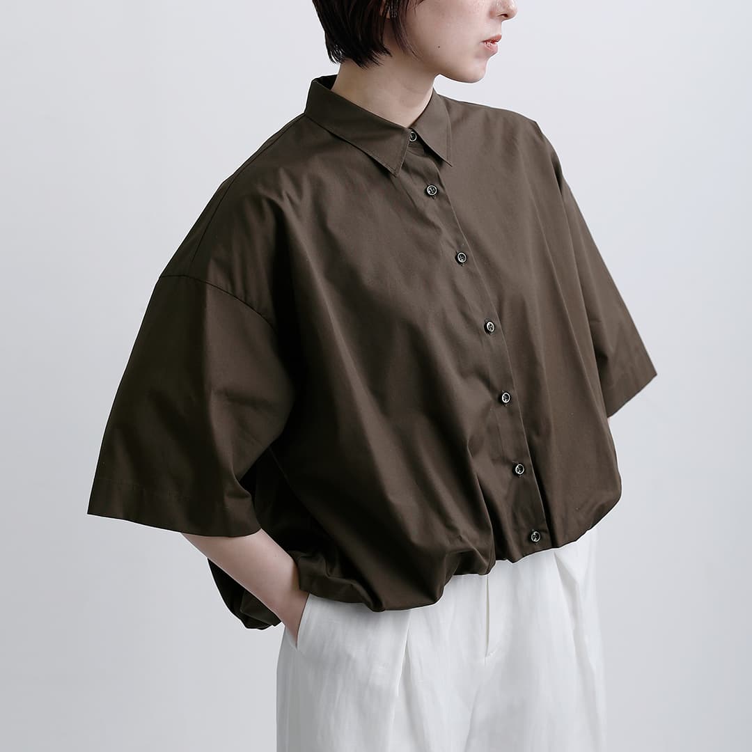 新品✨ mizuiroind 25SSリネンスタンドカラーコクーンシャツ 日本製 mizuiro ind リネンスタンドカラーコクーンシャツ｜ MARcourt ONLINE
