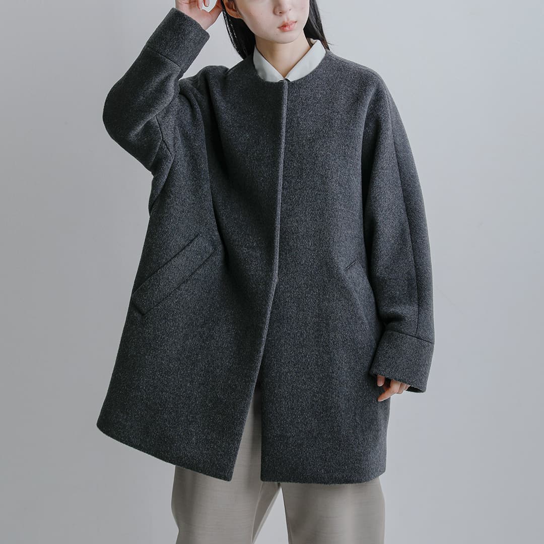 2026aw新作]TICCA ティッカ ウール ノーカラー テント コート tbfa-204