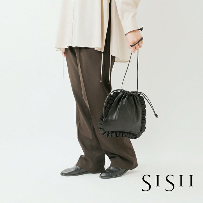 クーポン対象】Sisii シシ レザー ミニサイズ フリルポーチ “MINI SIZE