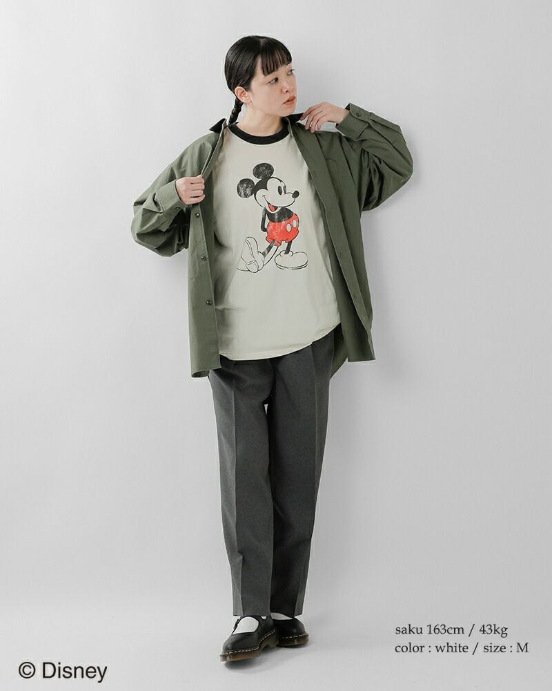 Johnbull ジョンブル コットン「ミッキーマウス」プリント リンガー T