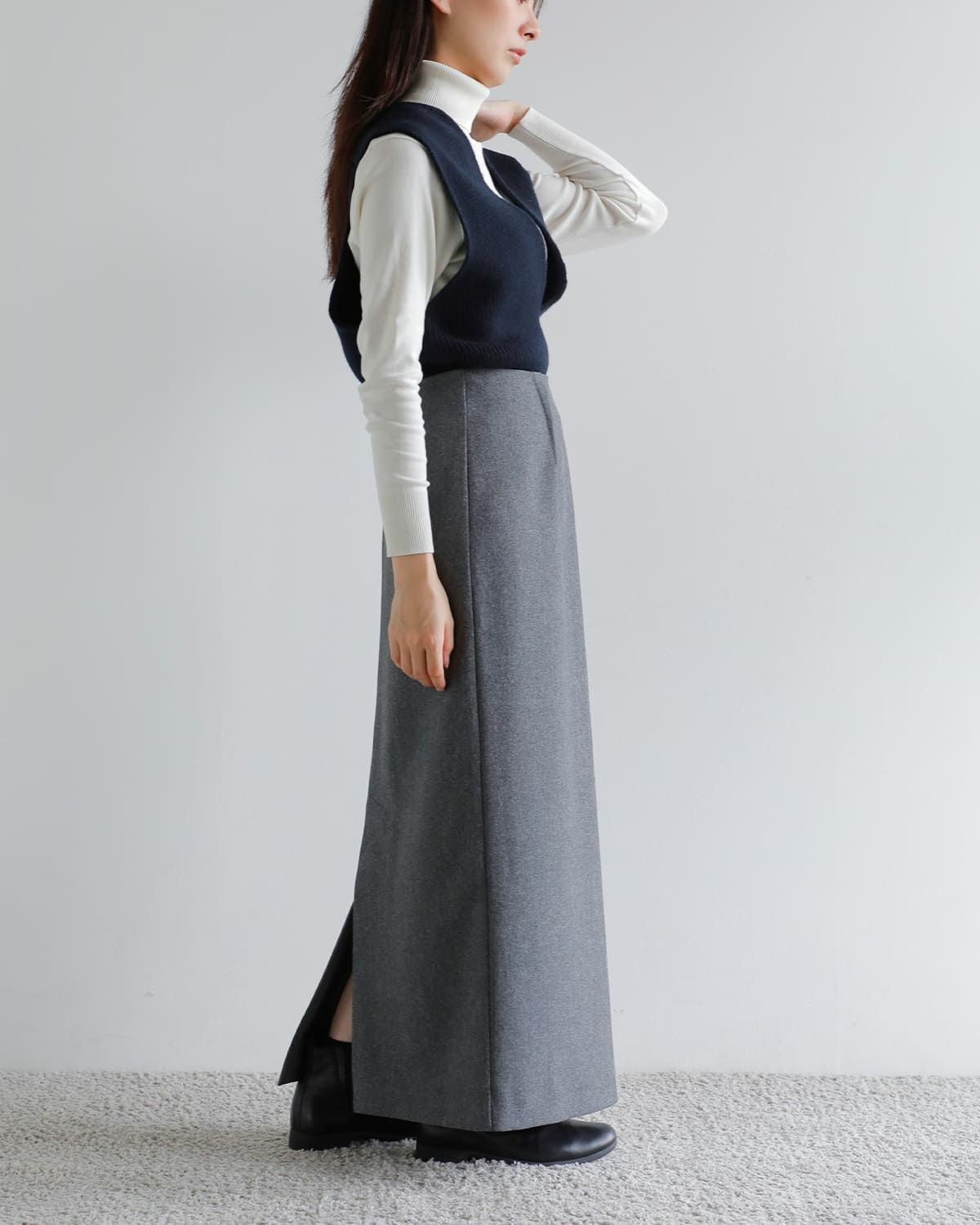 極美品♡ ボーダーズアットバルコニー　ベスト　フード付き　チャコールグレー　36 active day today RIB ZIP BA2111－2H